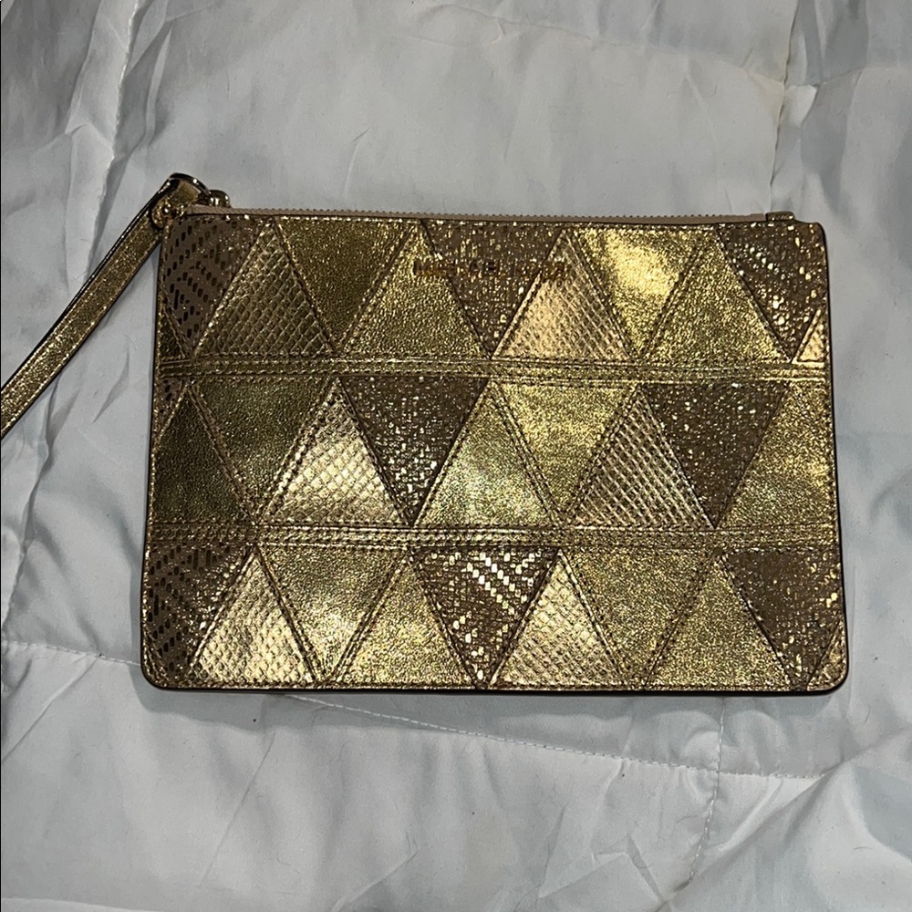 Gold Geometric Clutch